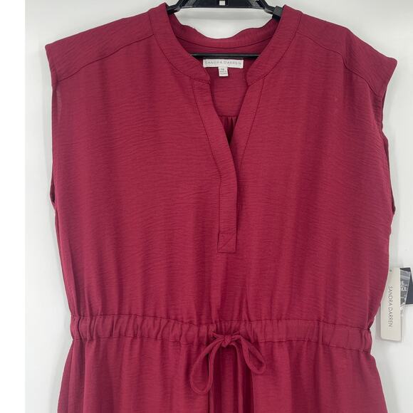 Sandra Darren Burgundy Shirt Dress Sz 14 New Preppy Fall Minimalist Office Chic - Picture 5 of 12